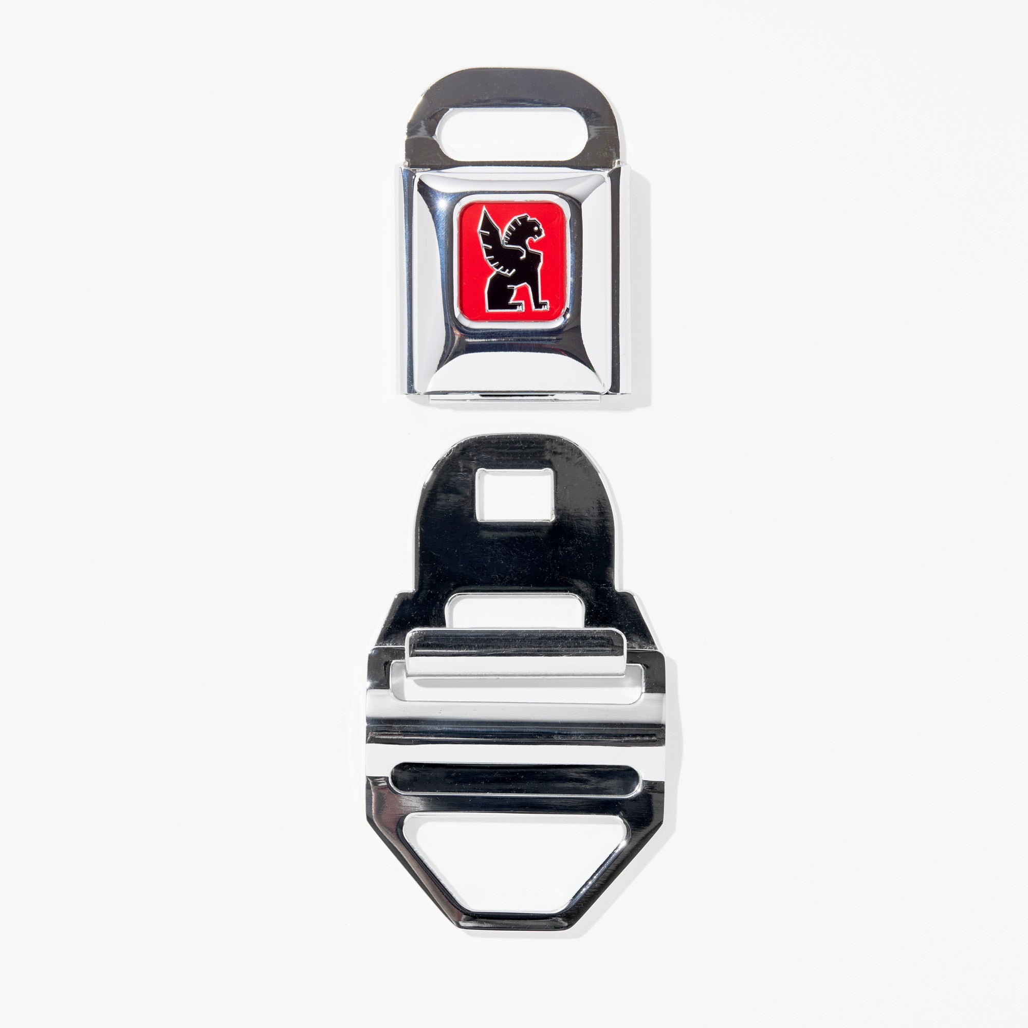 Chrome LG iconic buckle in chrome silver un-clasped #color_chrome